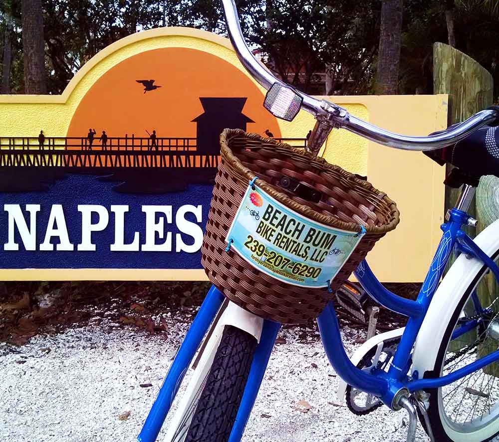 Beach cruiser bike rental near Naples Pier beach access | Naples Florida Bike Rentals
